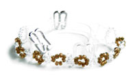 Brown and clear beads with clear bra strap