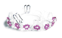 Violet and clear beads with clear bra strap