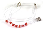 Red and clear beads with clear bra strap